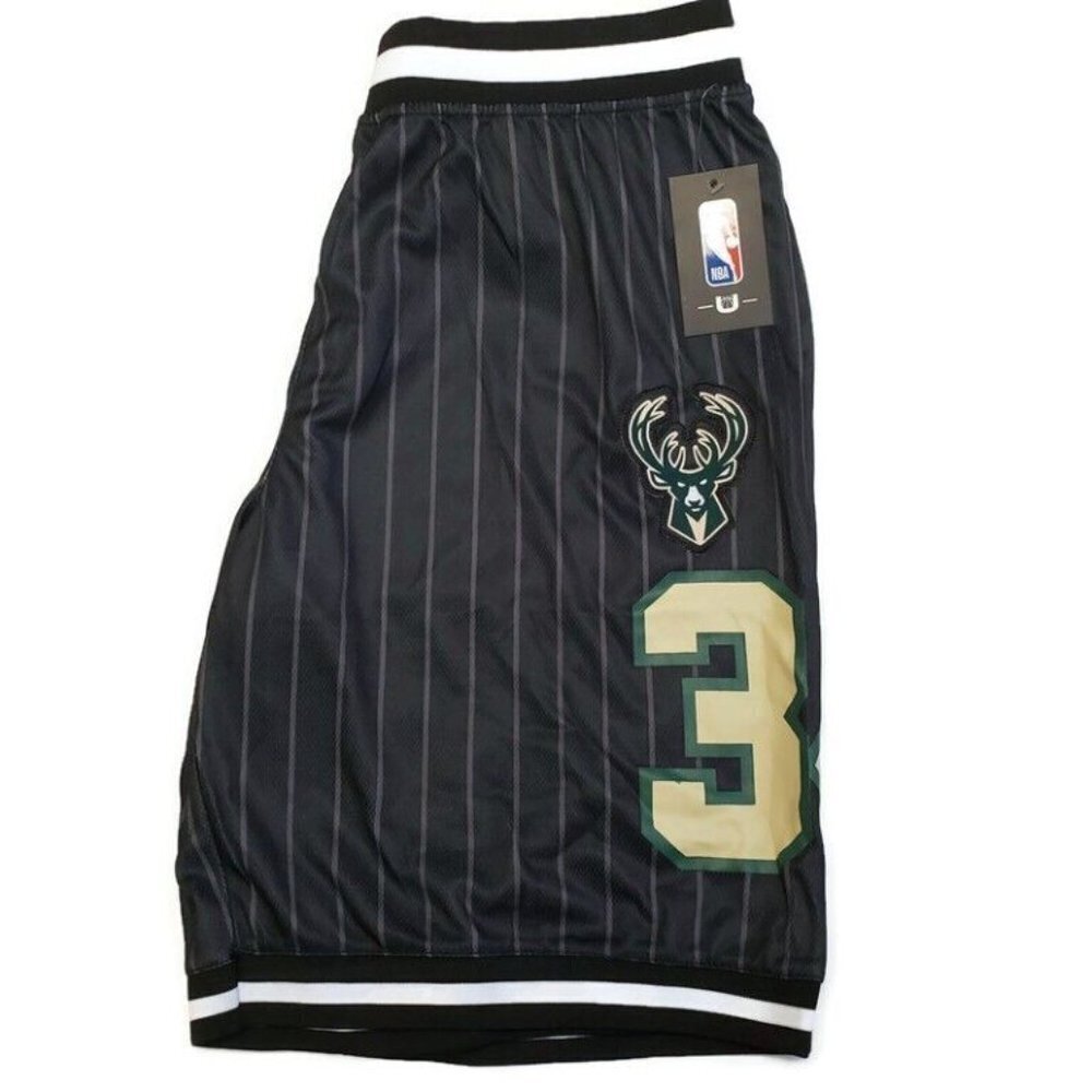 NBA Mens L Milwaukee Bucks UNK Athletic Basketball Shorts Giannis Antetokounmpo - Picture 4 of 4